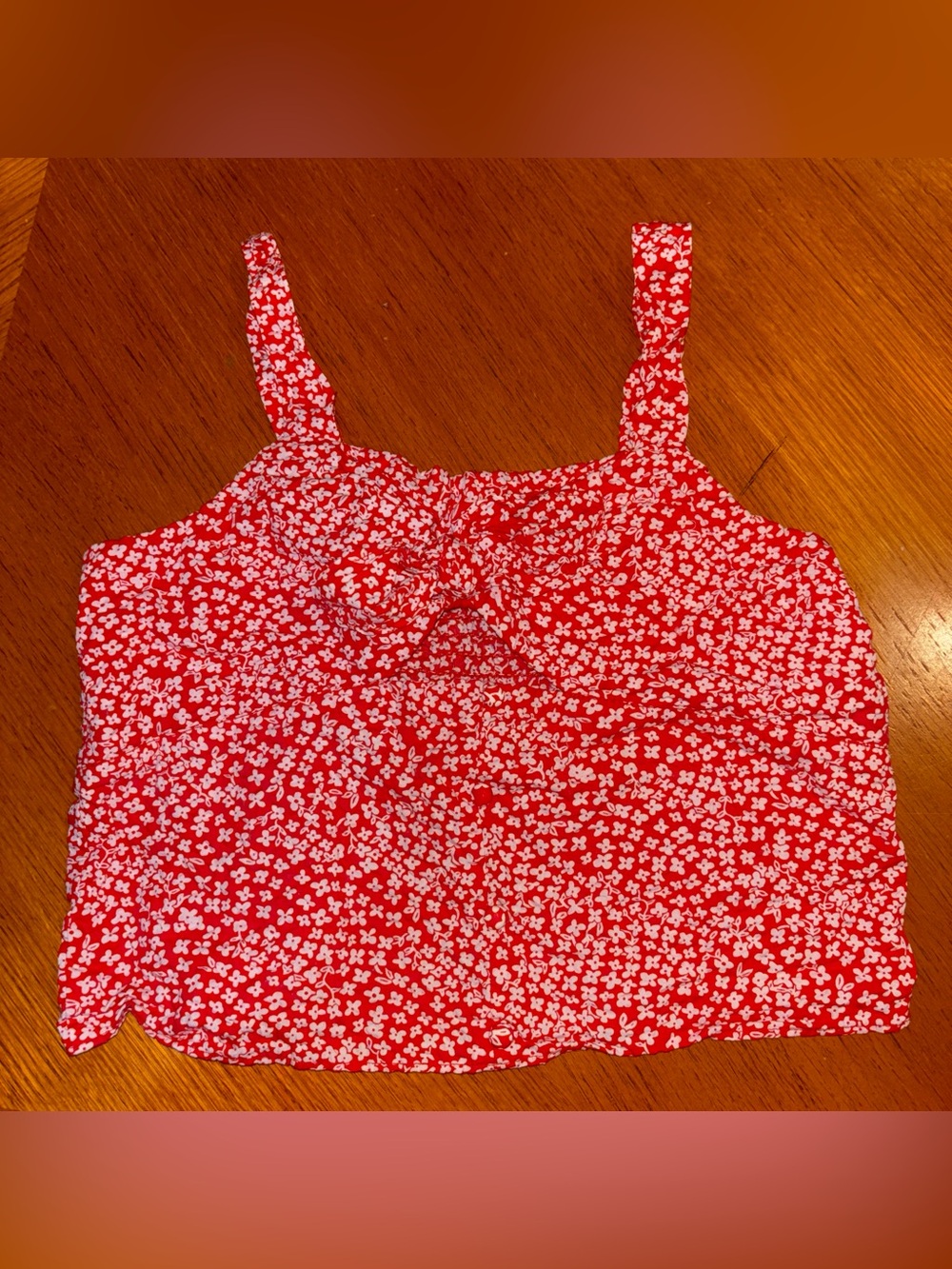 Zara Kids Red Floral Tie-Front Crop Tank